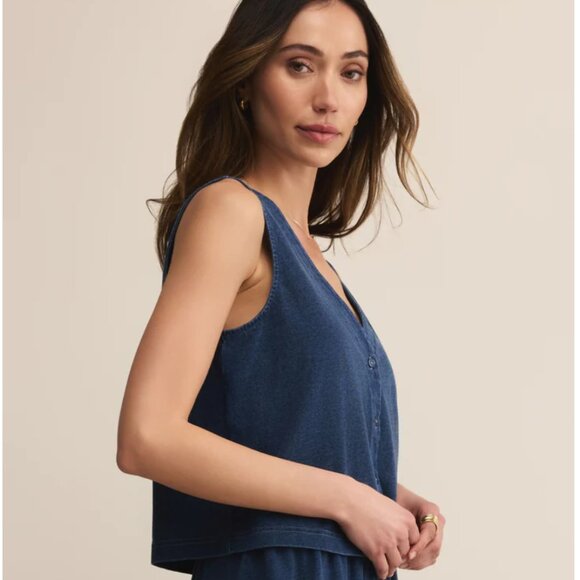 NWT'S Z SUPPLY Solace V-Neck Jersey Denim Tank SIZE MEDIUM - Picture 3 of 9